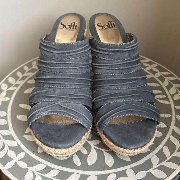 Sofft Blue Wedge Sandals - Picture 3 of 14